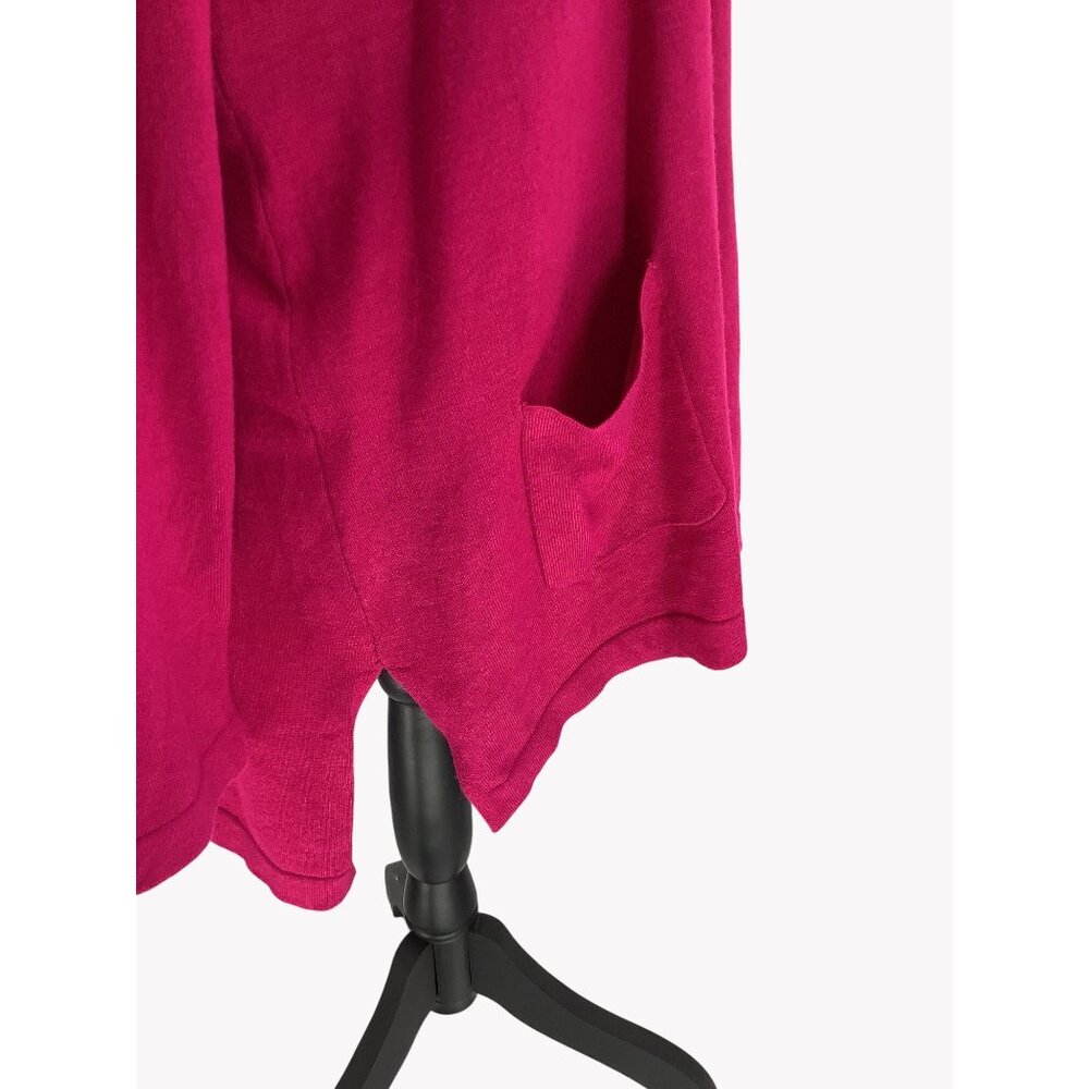Erin London Cowl Neck Long Sleeve Fuchsia Tunic Top With Pockets  Womens Size L - Picture 4 of 7